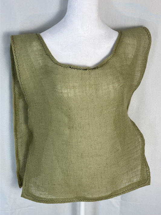 Tan Green Sackcloth Hair Shirt with Rope and Paul Patrick Cross
